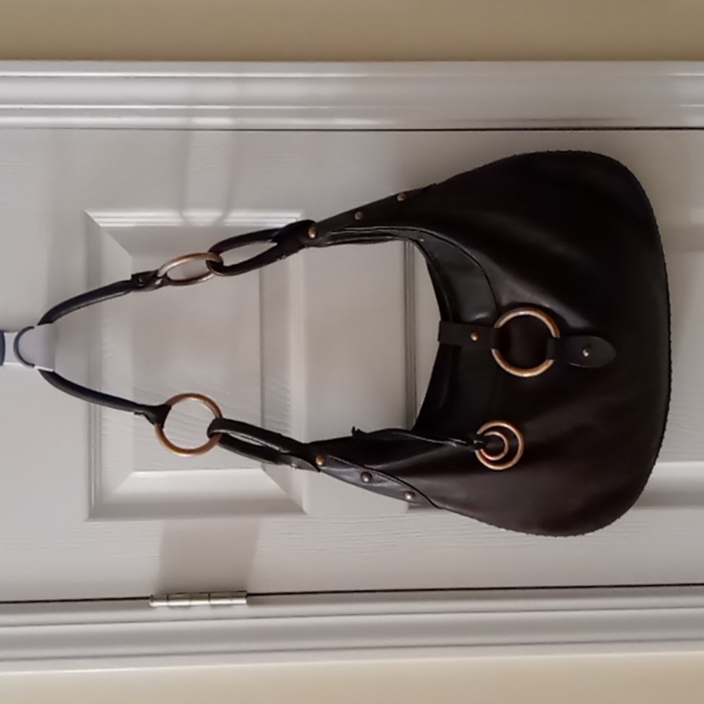 Kate Landry Brown Leather Hobo Shoulder Handbag